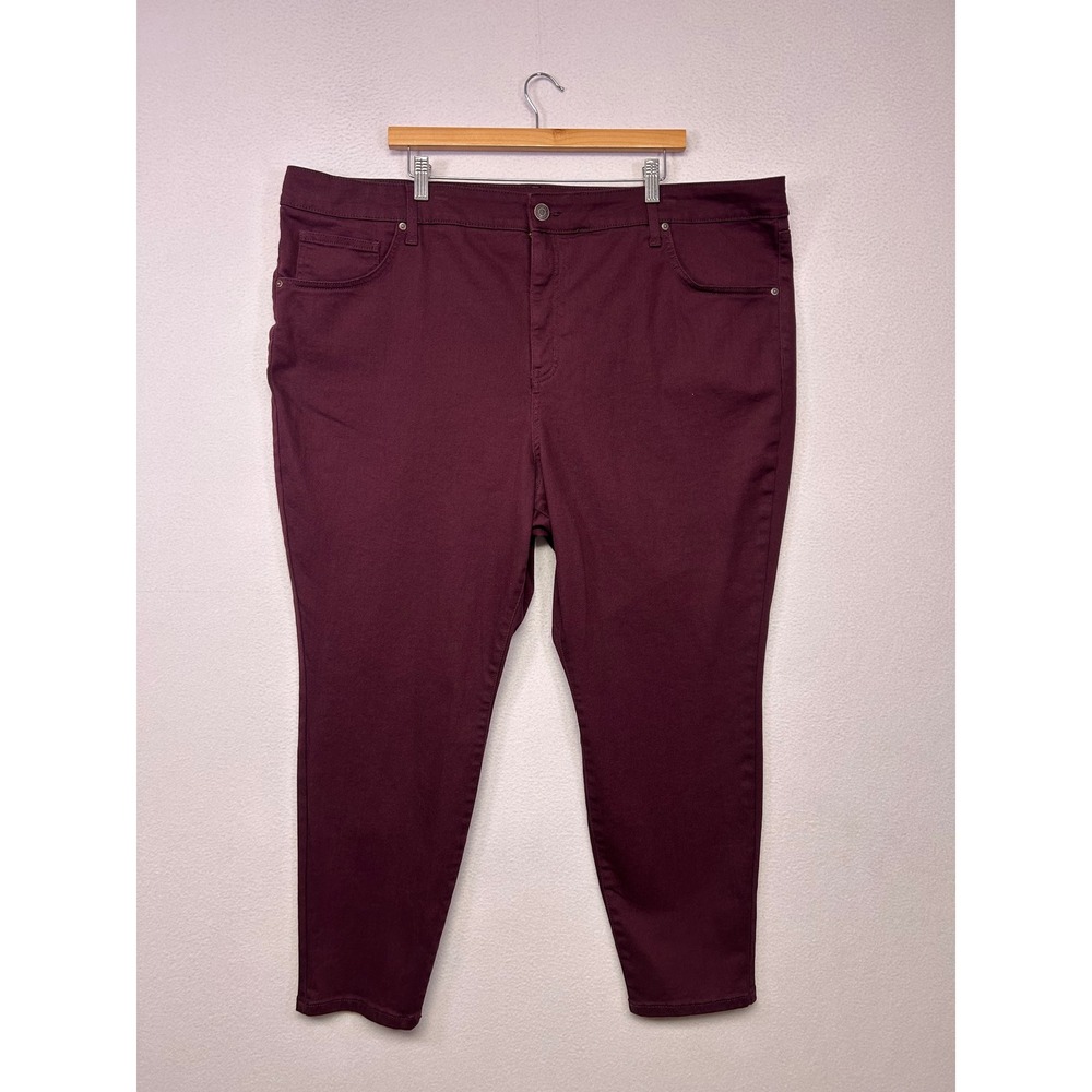 Casual Comfort Terra & Sky Womens 26W Petite Burgundy Stretchy Skinny Pants